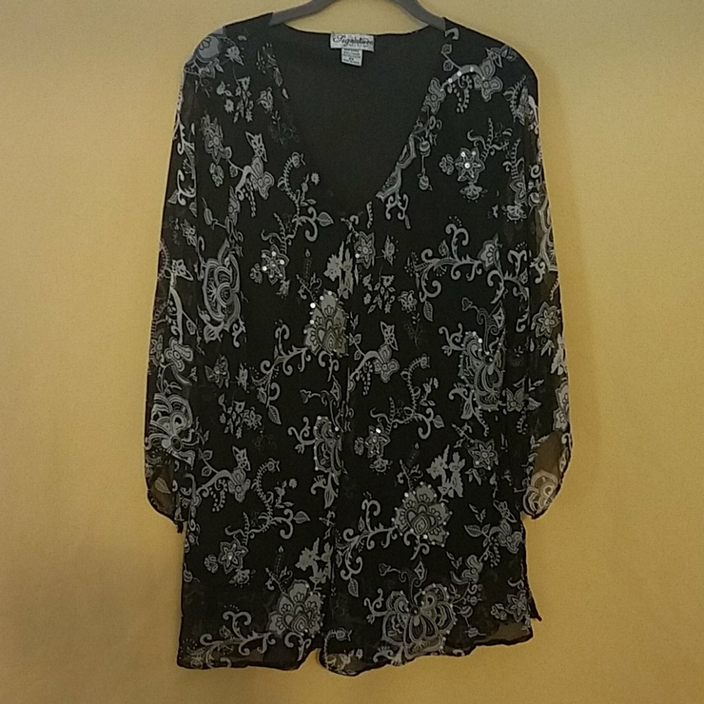 Sequin-Embellished Print Top